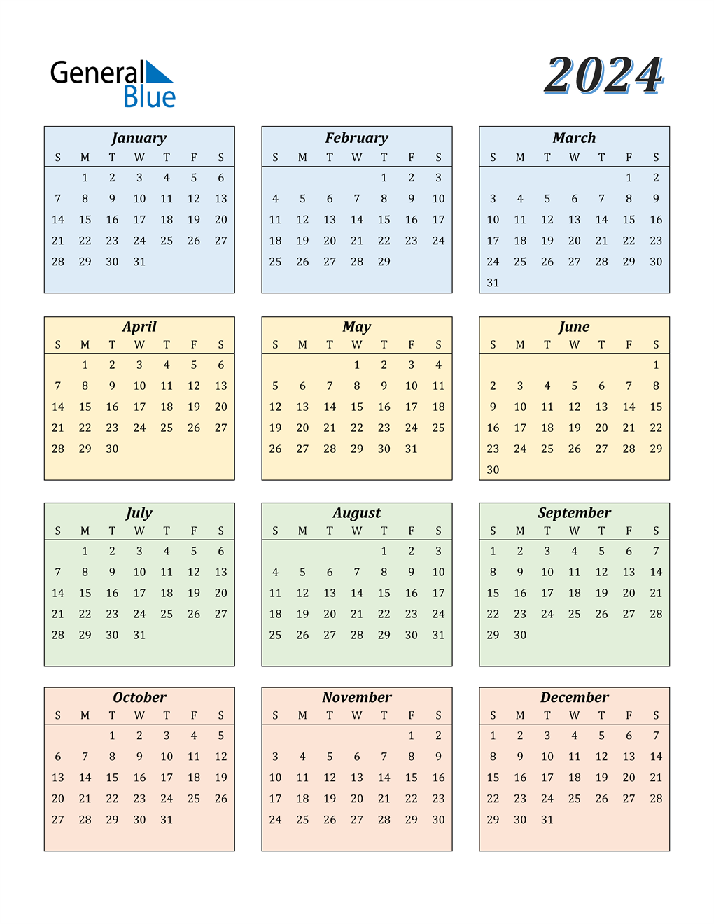 2024 Calendar Free Printable Printable Blank World