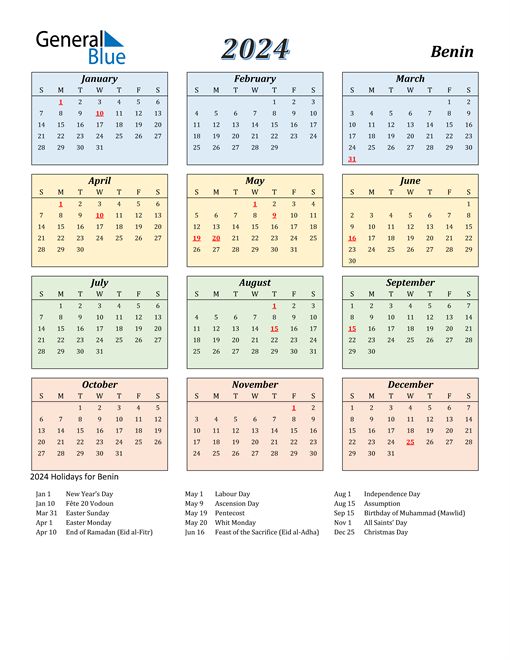 Benin Calendar 2024