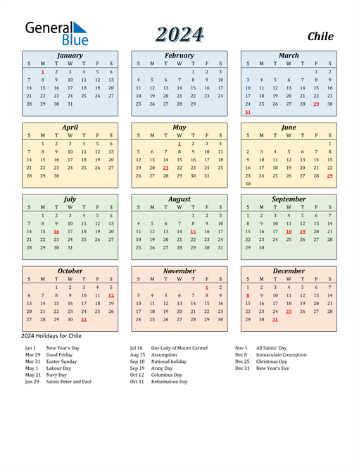 Chile Calendar 2024