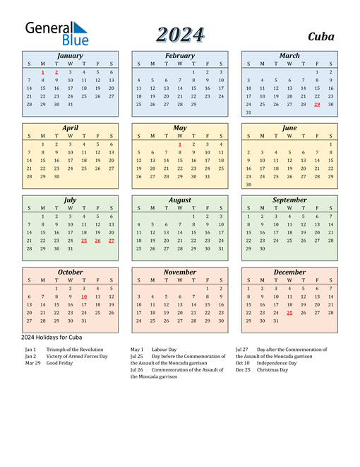 Cuba Calendar 2024