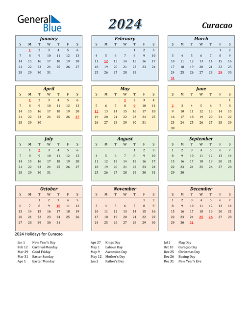 Curacao Calendar 2024
