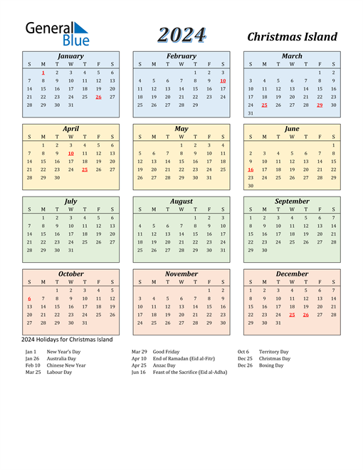 Christmas Island Calendar 2024
