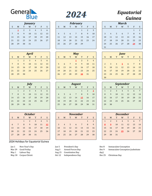 Equatorial Guinea Calendar 2024