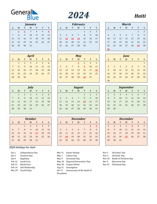 Haiti Calendar 2024