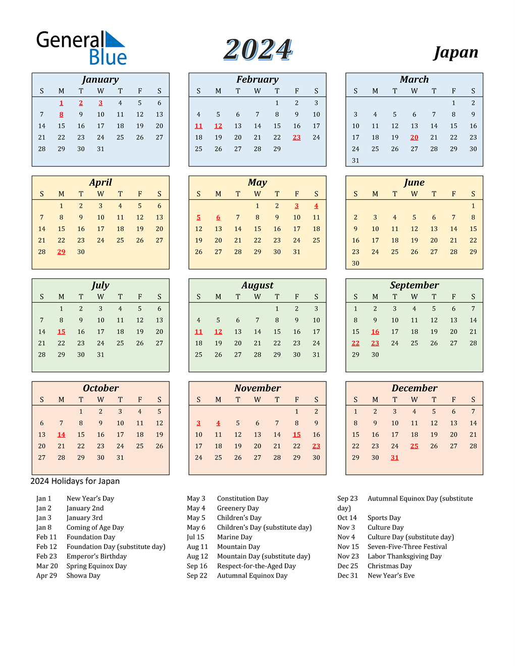 2024 Calendar Streamlined Colored With Holidays Portrait En Jp 1020x1320 