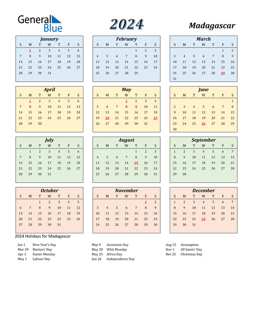 2024 Madagascar Calendar With Holidays   2024 Calendar Streamlined Colored With Holidays Portrait En Mg 510x660 