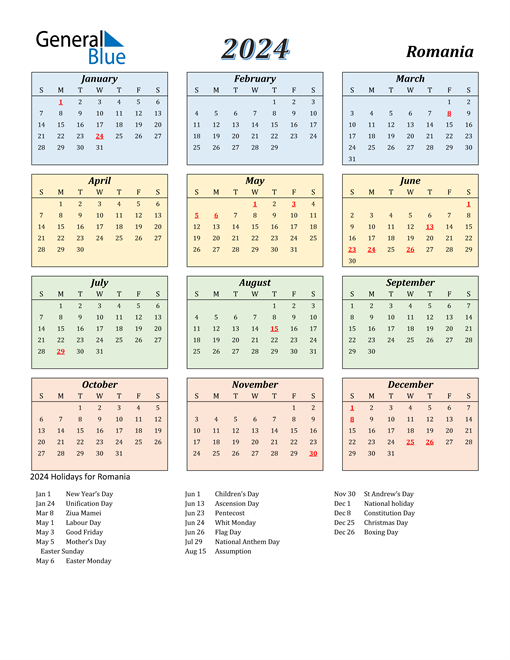 2024 Romania Calendar with Holidays