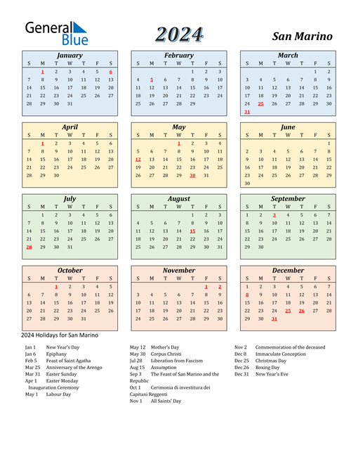 2024 San Marino Calendar with Holidays