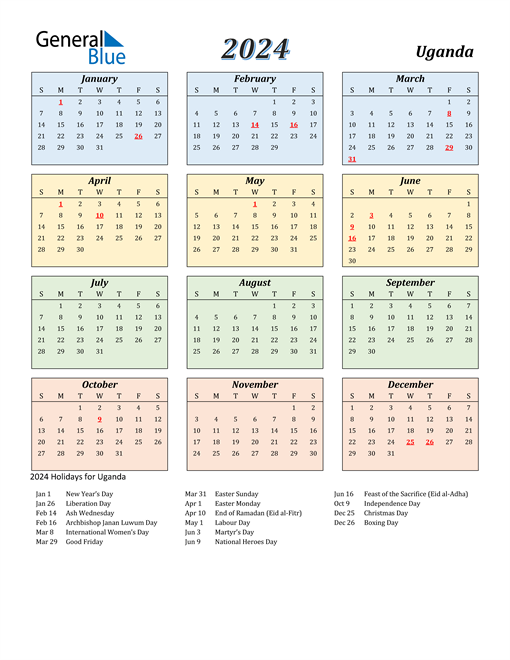 Uganda Calendar 2024