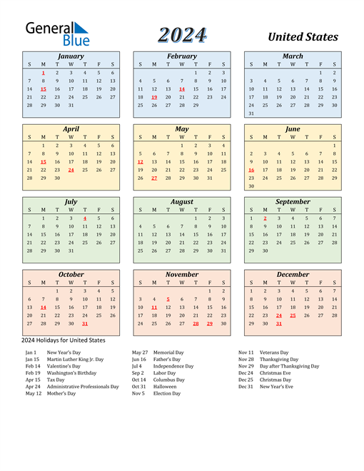 Calendar Template Free Printable 2024 Calendar With Holidays