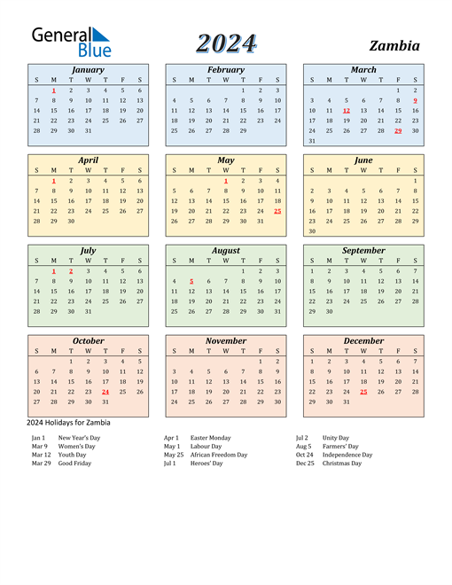 Zambia Calendar 2024