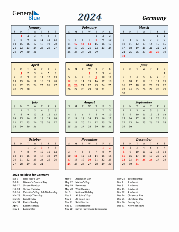 Germany Holidays 2024 Calendar Date Meris Steffie