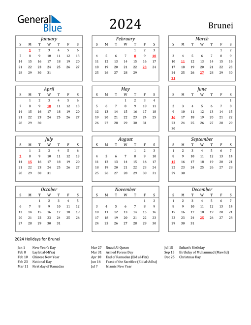 2024 Brunei Holiday Calendar