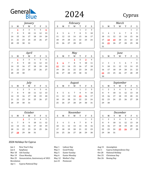 2024 Cyprus Holiday Calendar