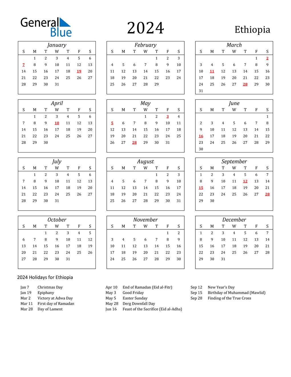 Ethiopian Calendar January 2024 2024 CALENDAR PRINTABLE