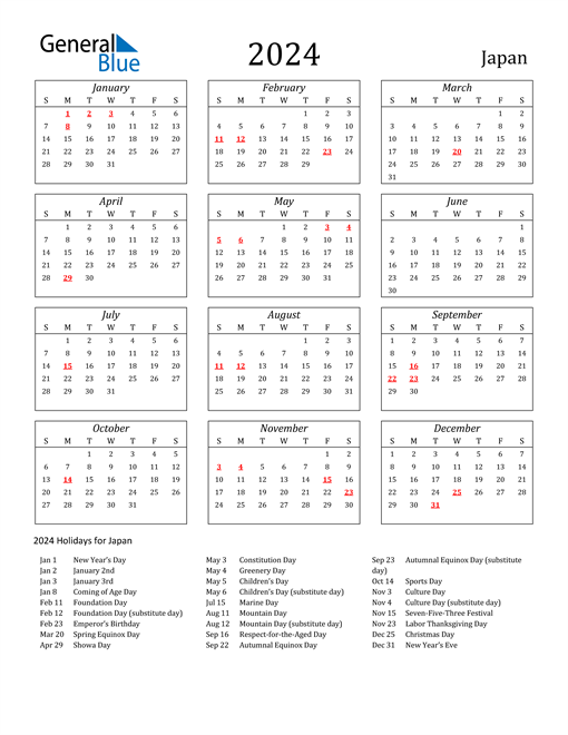 2024 Calendar Streamlined With Holidays Portrait En Jp 510x660 