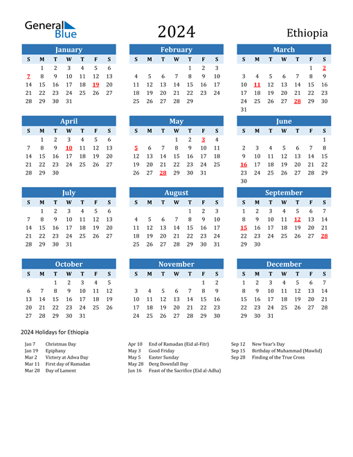 2024 Ethiopia Calendar with Holidays