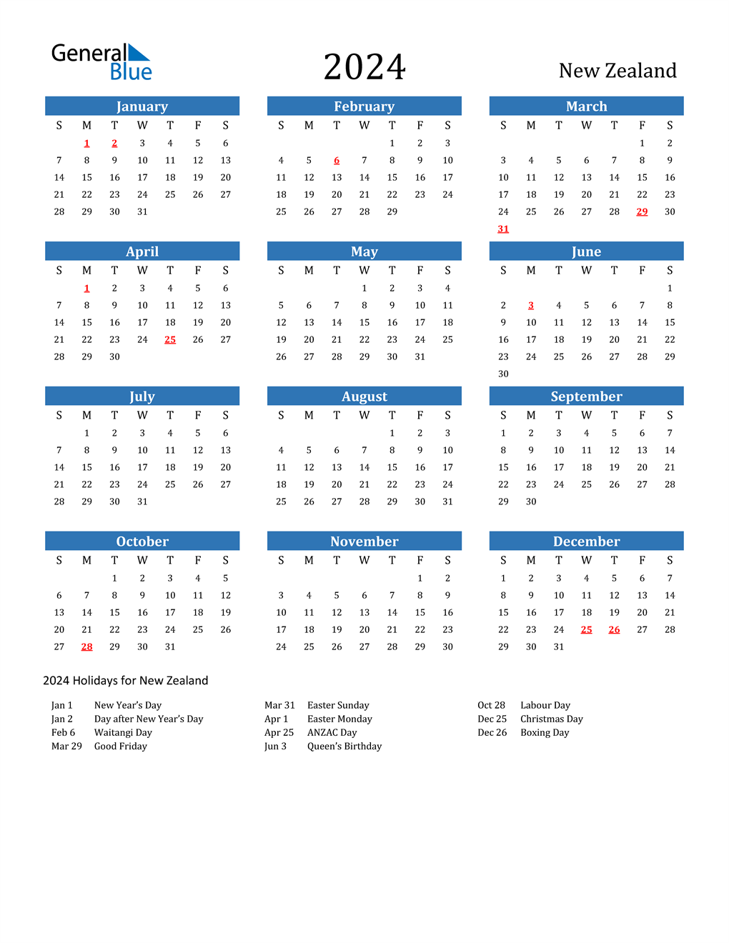 2024 Calendar With Holidays Portrait En Nz 1020x1320 