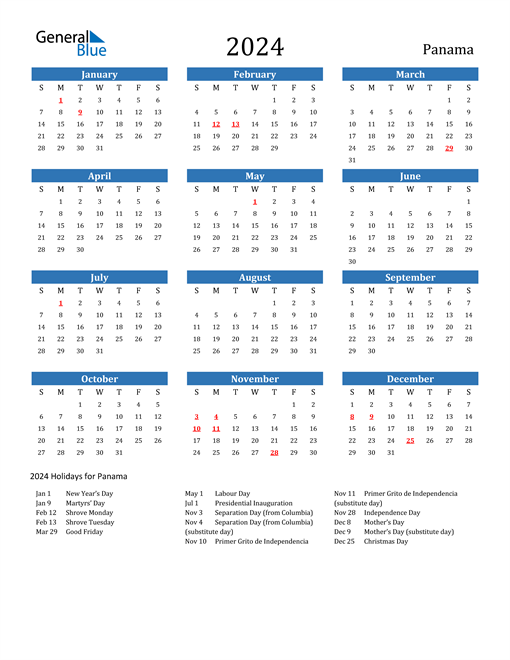2024 Calendar with Panama Holidays