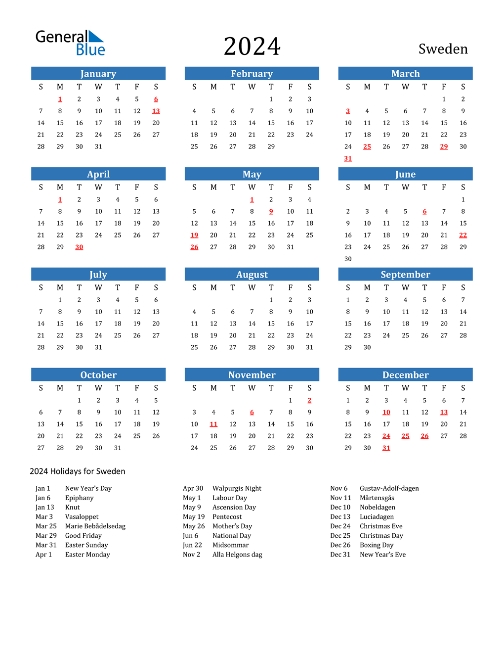 Wsesu 2023 2024 Calendar 2024 Sweden Calendar With Holidays