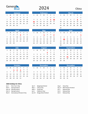 China current year calendar 2024 with holidays