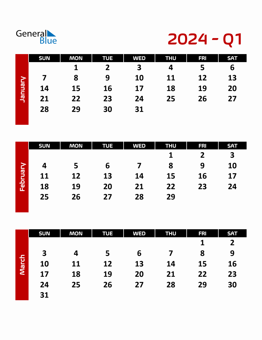 Editable Quarterly Calendar Template in PDF, Word, and Excel