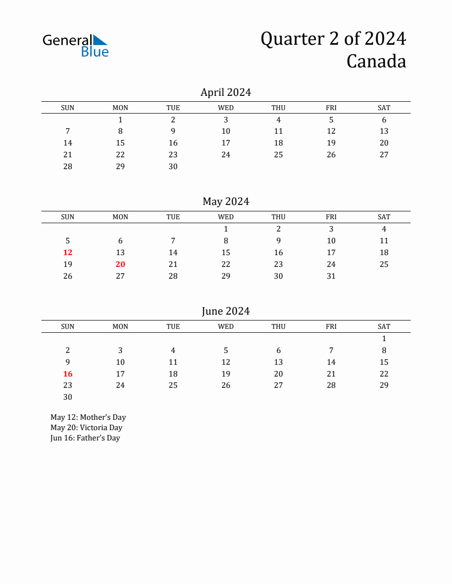 Quarter 2 2024 Canada Quarterly Calendar