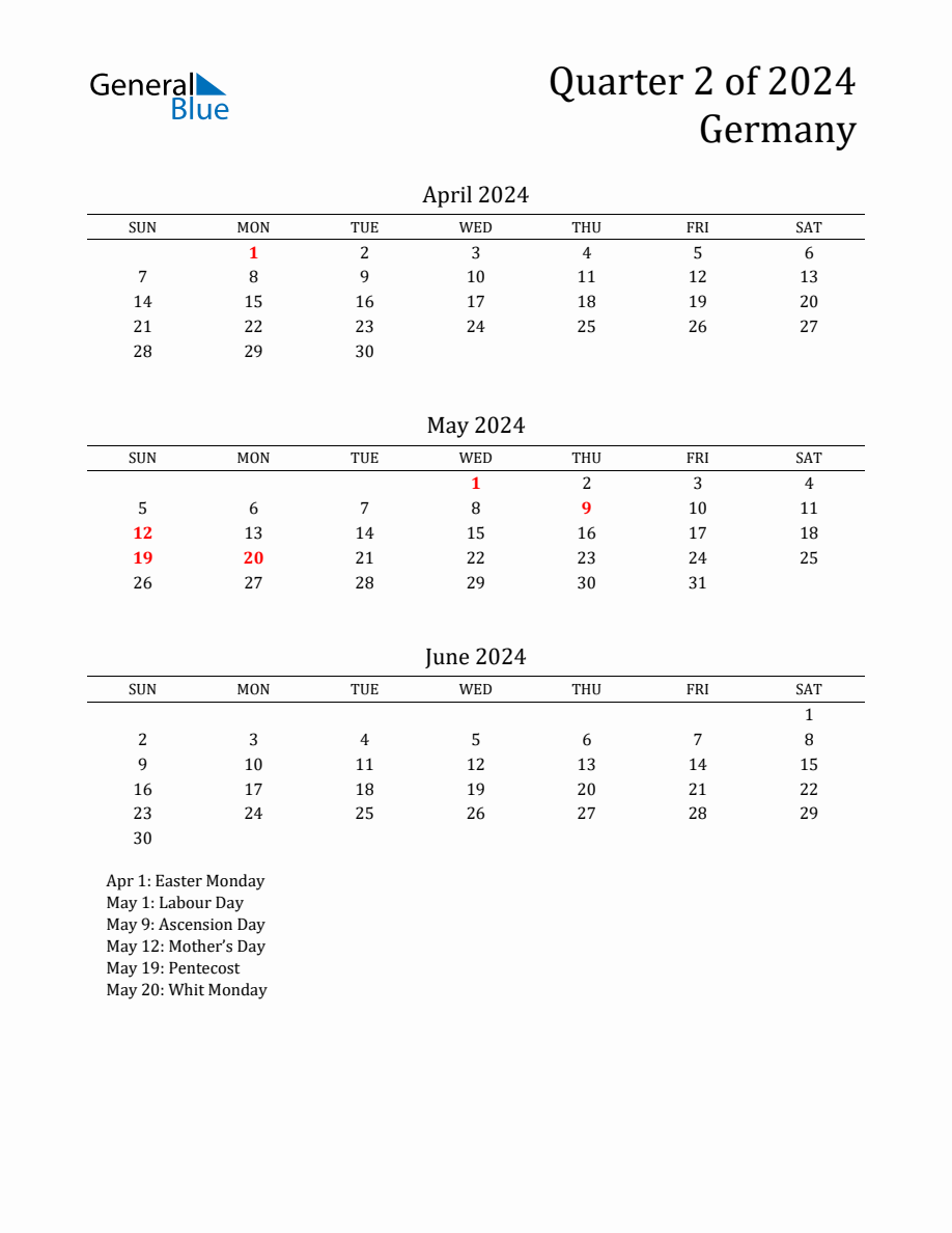 Quarter 2 2024 Germany Quarterly Calendar