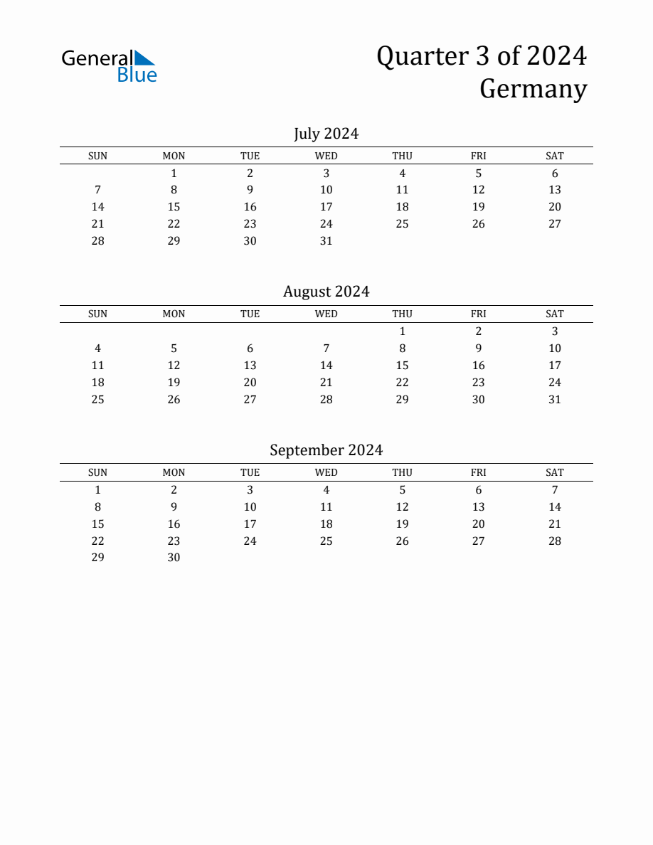 Quarter 3 2024 Germany Quarterly Calendar