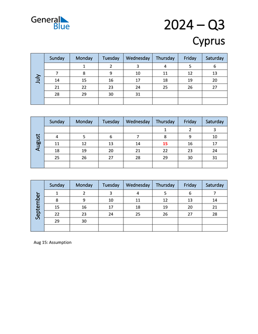  Free Q3 2024 Calendar for Cyprus