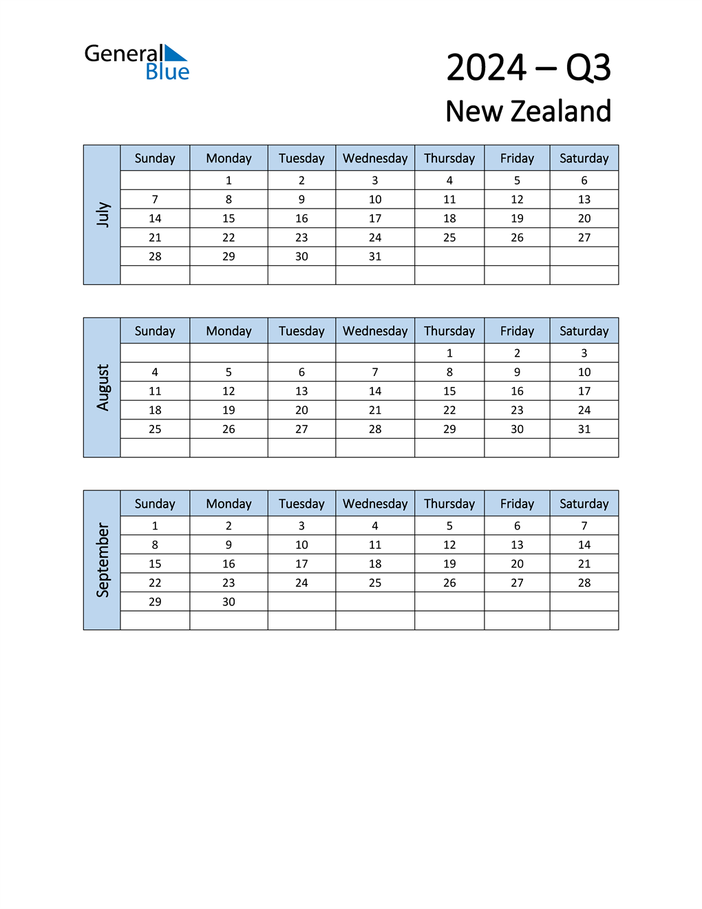  Free Q3 2024 Calendar for New Zealand
