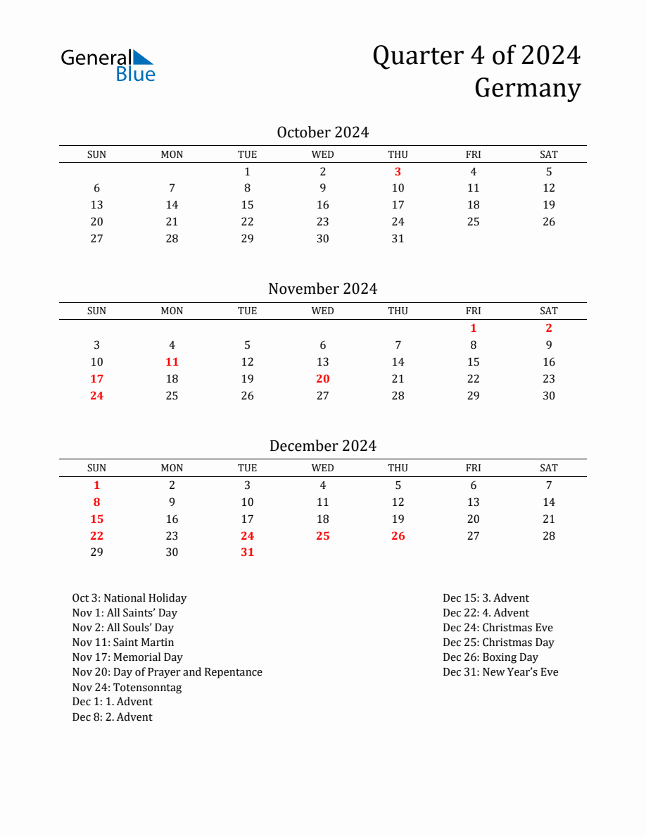 Quarter 4 2024 Germany Quarterly Calendar