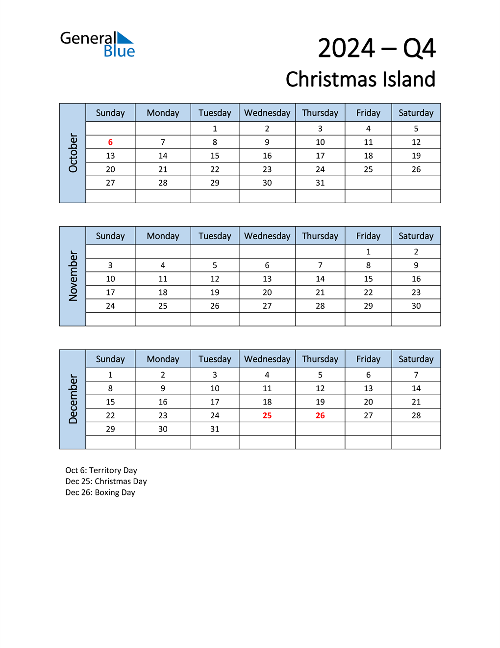  Free Q4 2024 Calendar for Christmas Island