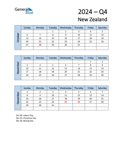  Free Q4 2024 Calendar for New Zealand