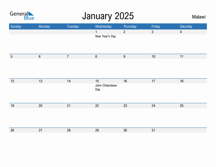 Fillable January 2025 Calendar