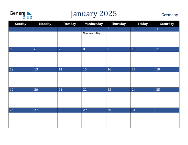 January 2025 Calendar with Germany Holidays