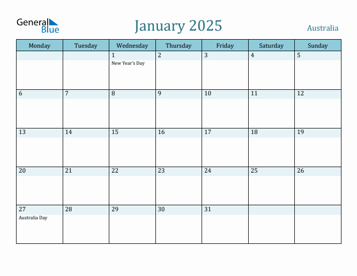 January 2025 Calendar with Holidays