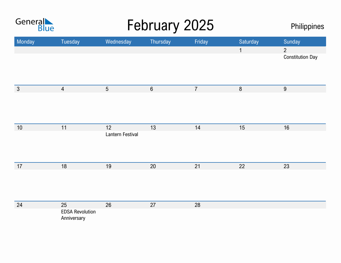 Editable February 2025 Calendar with Philippines Holidays