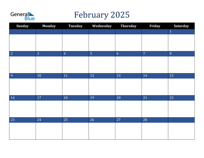 February 2025 Calendar (PDF Word Excel)