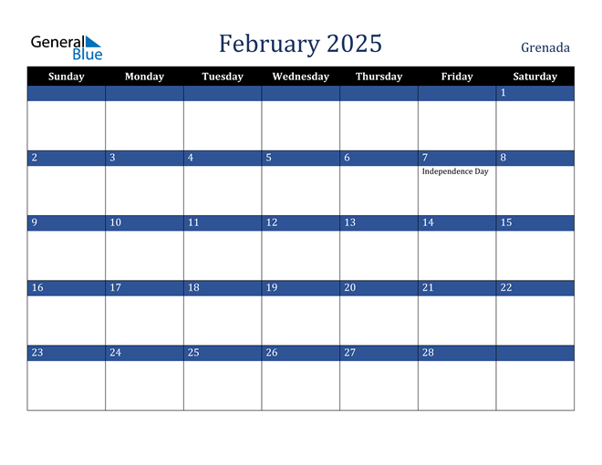 February 2025 Grenada Calendar
