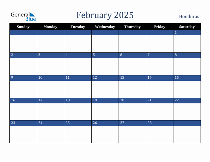 February 2025 Honduras Holiday Calendar