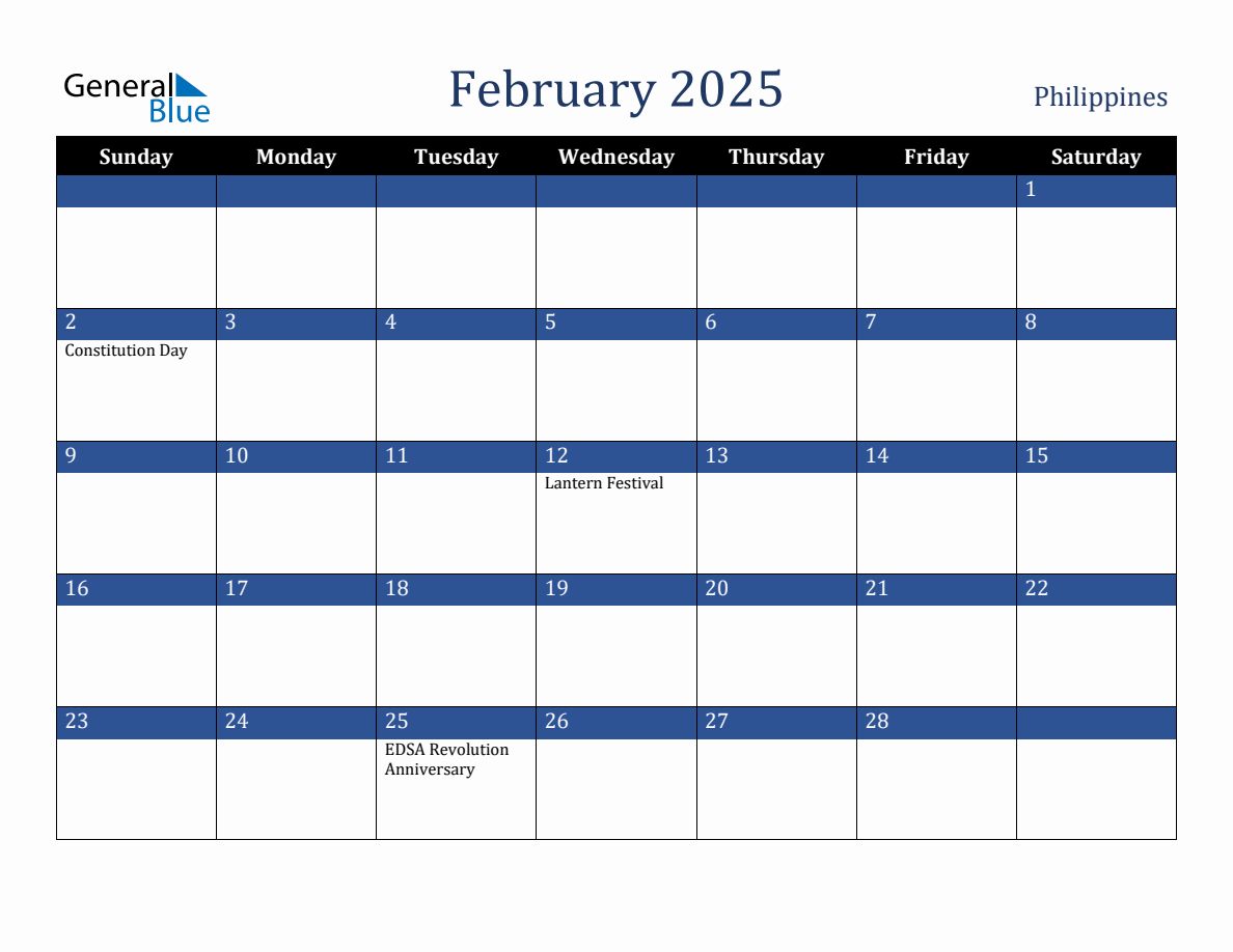 February 2025 Philippines Holiday Calendar