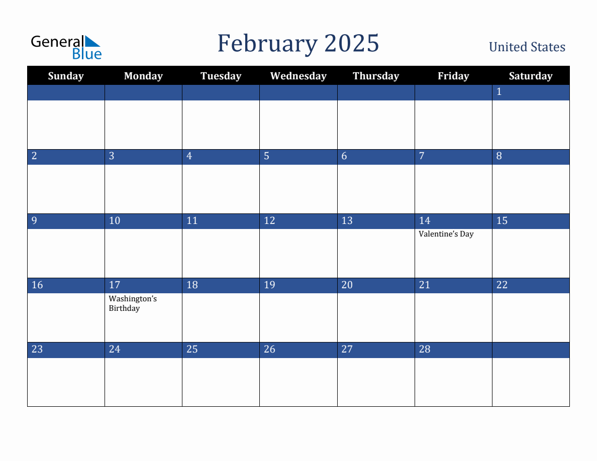February 2025 United States Holiday Calendar