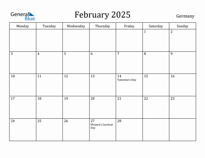 February 2025 Calendar Germany
