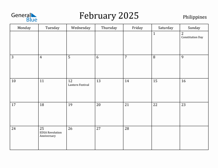 February 2025 Calendar Philippines