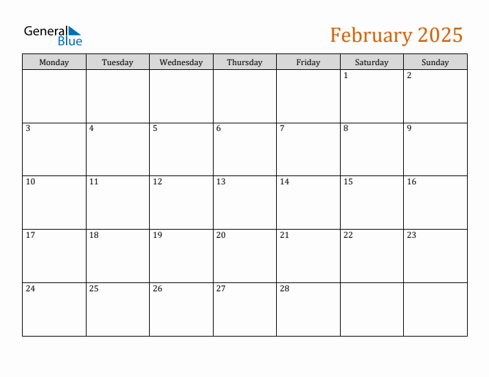 Editable February 2025 Calendar