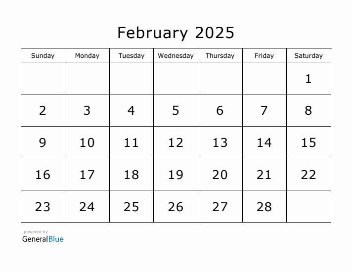 Printable February 2025 Calendar - Sunday Start