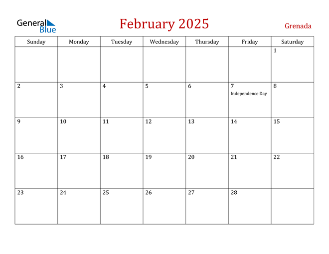 Grenada February 2025 Calendar