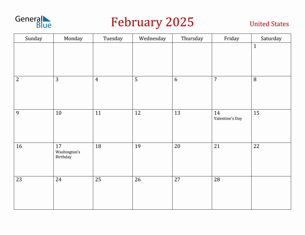 2025 February Calendar With National Holidays Today 2025