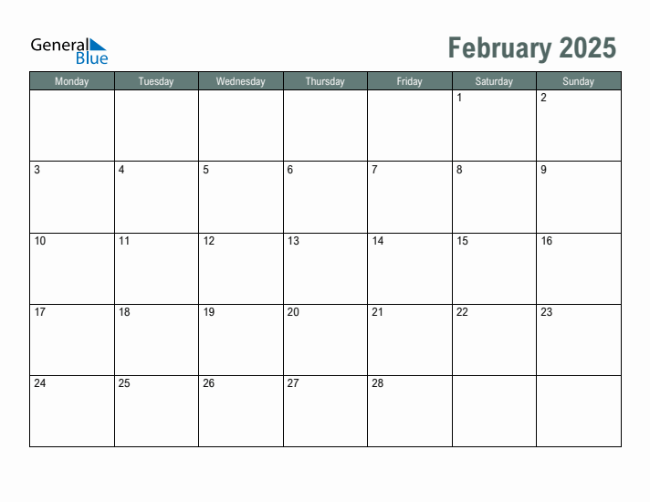 Free Printable February 2025 Calendar